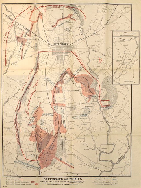 120.40 Gettysburg and Vicinity - 1892 Antique Rare Old Maps for Sale