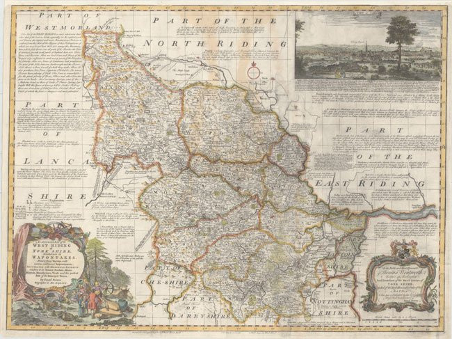 England  West Riding – 1750 – Bowen - Rare Old Maps for Sale