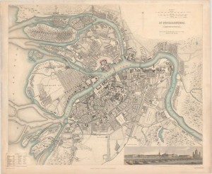 St. Petersburg, Russia - 1834- Antique Maps of America for Sale