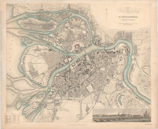 St. Peterburg, Russia – 1834 - Rare Old Maps for Sale