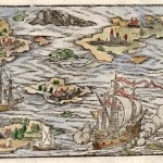 22.00 Woodblock Sea Battle- Rare Old Map for Sale