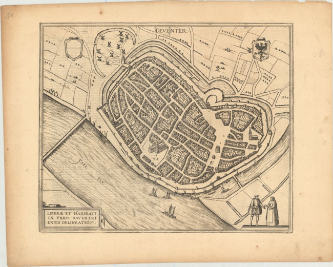 22.22 Braun - Hogenberg - Deventer Netherlands- Rare World Prints and Old Maps for for Sale