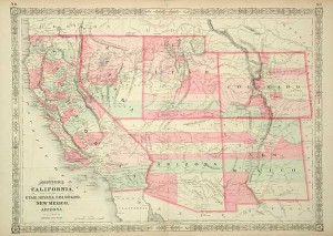 368-25 California - New Mexico - Arizona - 1863- Antique Maps of America for Sale