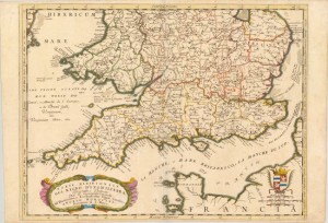 530.30 Parte England Coronelli 1691- Antique Maps of America for Sale