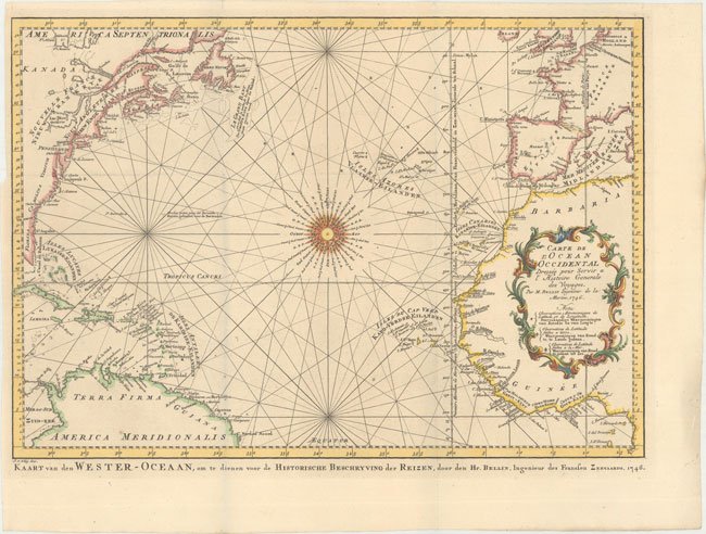 700.07 Rare Old Map of Atlantic Ocean - Bellin - 1746 for Sale