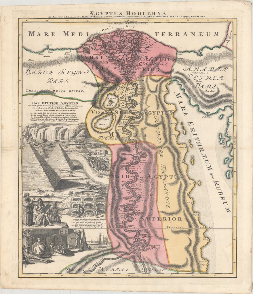 800.14 Egypt - 1740 - Homann-zoom- Antique Rare Old Maps and Prints for Sale