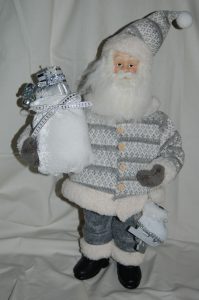 908.11 B Santa in Gray Sweater- Antique Items and Prints for Sale